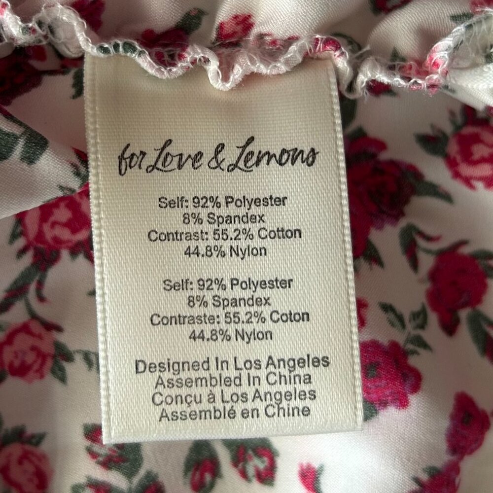 For Love & Lemons White Floral Ruched Mini Dress Sweetheart S - Picture 11 of 12